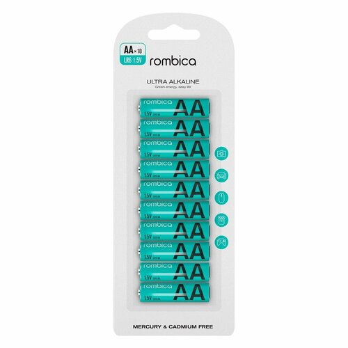 Батарея Rombica Alkaline Battery AA, 10 шт 4pcs pkcell aa nizn aa rechargeable battery 2500mwh 1 6v green battery less pollution and 1pc boxes hold case