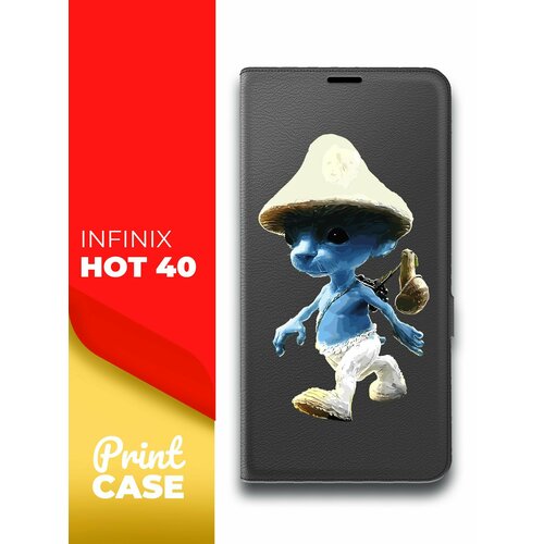 Чехол на Infinix HOT 40 (Инфиникс Хот 40) черный книжка эко-кожа подставка отделением для карт и магнитами Book case, Miuko (принт) Шалушай чехол на infinix hot 40 инфиникс хот 40 фиолетовый книжка эко кожа подставка отделением для карт и магнитами book case miuko принт бледные цветы