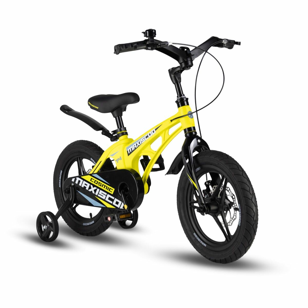Велосипед MAXISCOO COSMIC Deluxe Plus 14' (2024) Желтый Матовый MSC-C1436D (Рост 90-110 см)