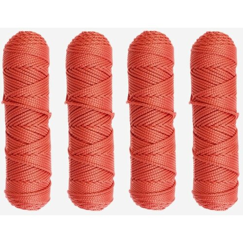 Osttex Шнур для вязания б/серд 100% полиэфир, ширина 3мм 100м/210гр, (78 коралловый) 4шт