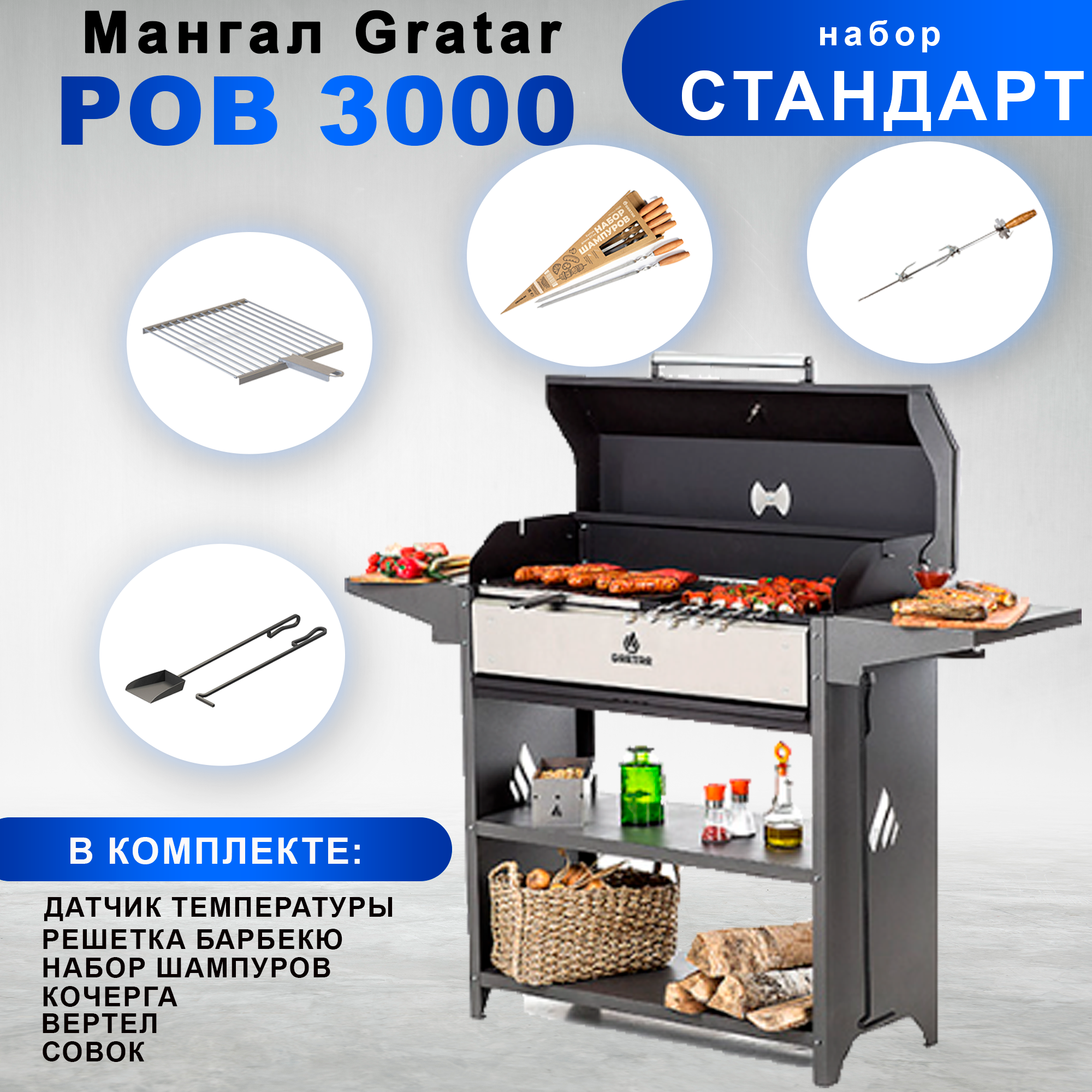 Гриль мангал Gratar Professional Optima BBQ с набором аксессуаров 