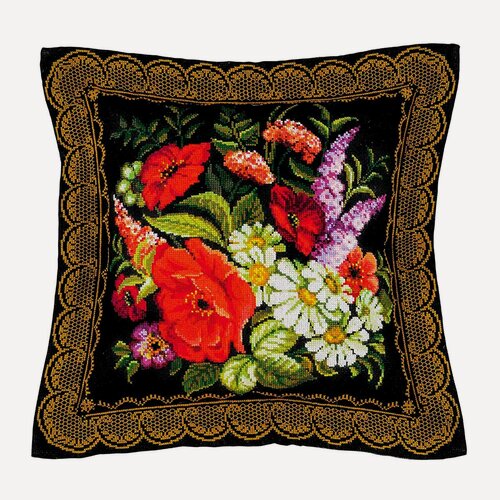 Изображение товара Набор для вышивания и создания наволочки Риолис, 1642, Жостовская роспись, 40*40 см