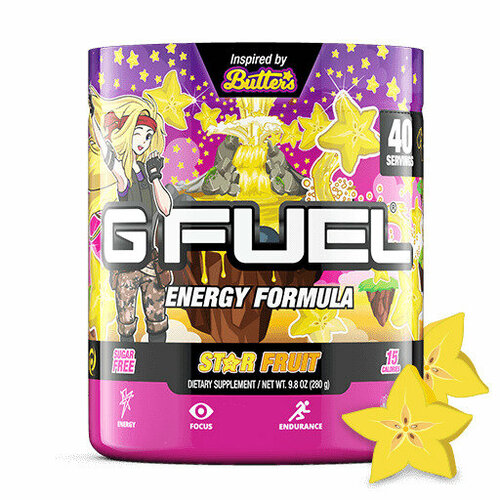 Сухой энергетик GFUEL Star Fruit Inspired by Butters (Карамбола), 40 порций, 280 г gfuel energy formula bahama mama powder stick 7g