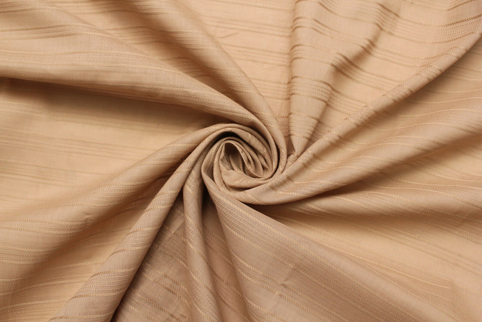 Ткань Хлопок-вуаль-жаккард бежевого цвета с полосками-косичками 130 г/пм ш142см 05 м