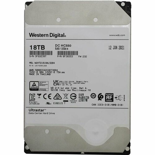 Жесткий диск Western Digital Ultrastar DC HC550 18Tb WUH721818AL5204 5928000₽