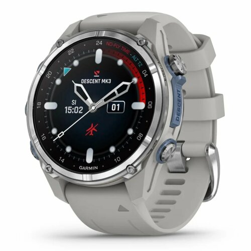 Умные часы Garmin Descent Mk3 - 43mm Stainless steel with Fog Grey silicone band (010-02753-04)