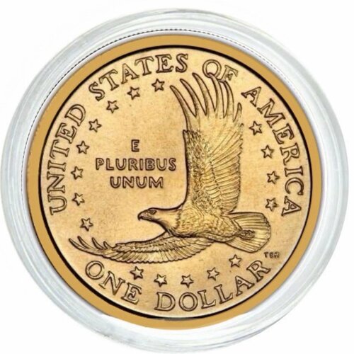 Монета 1 доллар Парящий орел в капсуле. Сакагавея. Коренные американцы. США P 2002 UNC