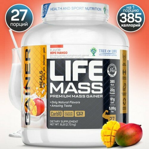 cybermass gainer 1500 gr 15 порции й печенье крем Life Mass Gainer 2730 gr, 27 порции(й), манго