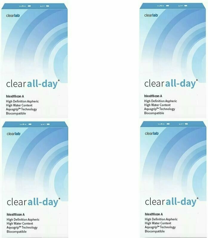 ClearLab Clear All-Day -1.25 / 14.2 / 8.6, 24 штуки (4 пачки по 6 линз) контактные месячные гидрогелевые. КлирЛэб Клир Алл-Дэй. Срок замены - 1 месяц. 24 шт.