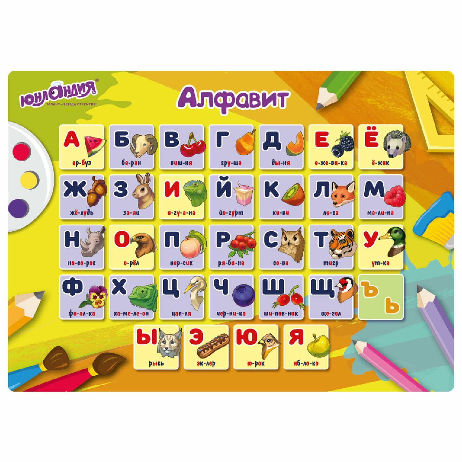 Настольное покрытие Юнландия А3+ пластик 46x33 см Alphabet 272369