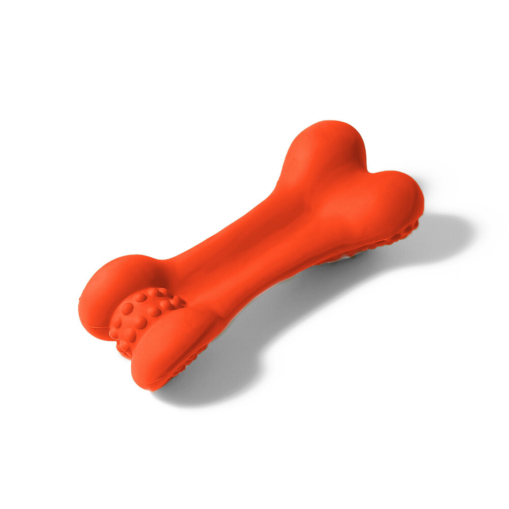 SkyRus Игрушка для собак резиновая "Рифленая кость", красная, 13.4х5.5х4.4см