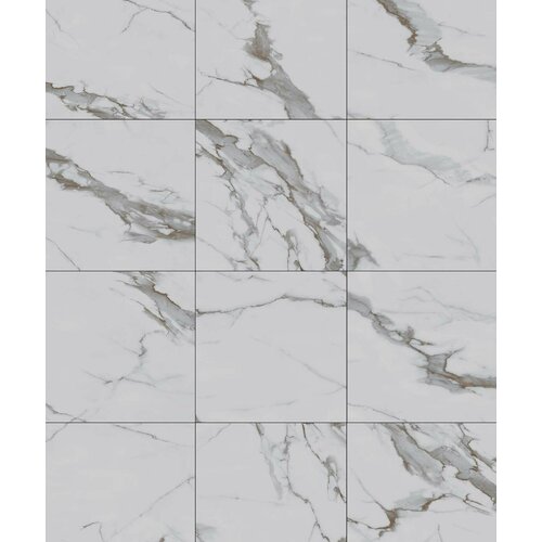 Плитка идеал Statuario Mexico 60х60 см, цвет: белый, серый, золотистый, эффект мрамор, гладкая поверхность