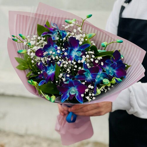Изображение товара Букет Rybe-Flowers "Синие Орхидеи", живые цветы, высота 40см