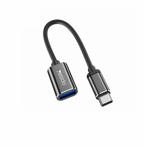 Переходник OTG адаптер Type-C (M) to USB 2.0 (F), Yesido GS01, 15 см, Серый переходник адаптер yesido gs14 otg lightning m to usb3 0 f тусклый