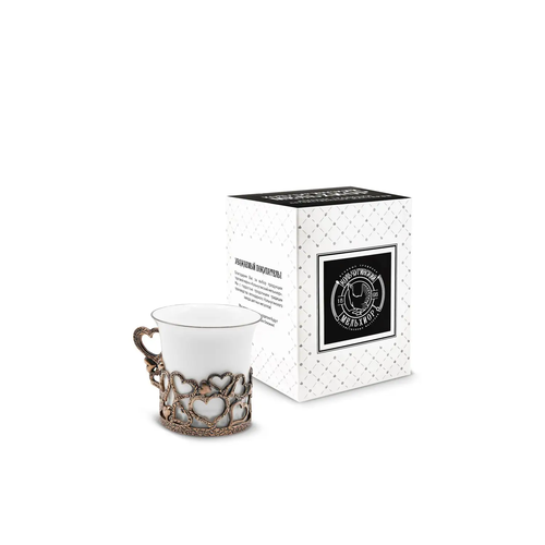 Кофейный набор Золотые сердечки с чернением 6375₽