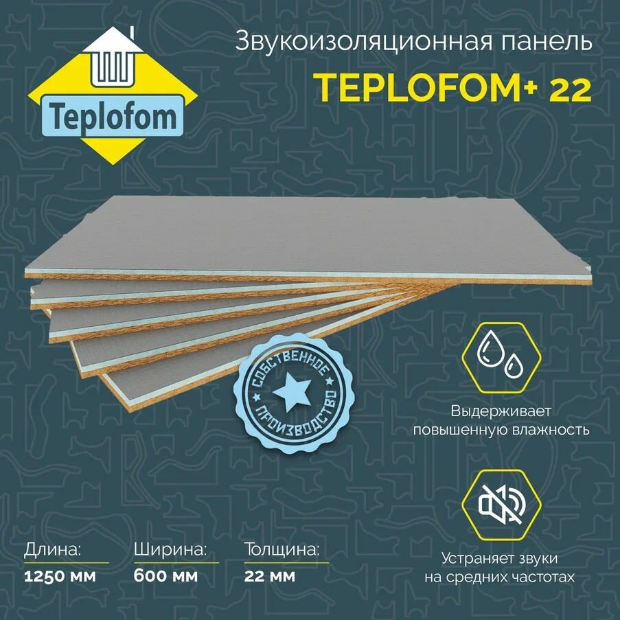 Звукоизоляционная панель TEPLOFONIK+22 1250х600х22 мм