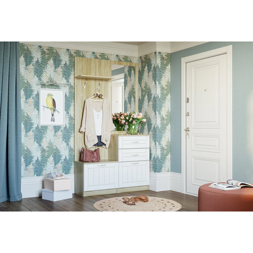 Прихожая Сильва Оливия комплектация 4 НМ 04047НМ 04059НМ 04049НМ 04045 Белое дерево дуб сонома 24396₽