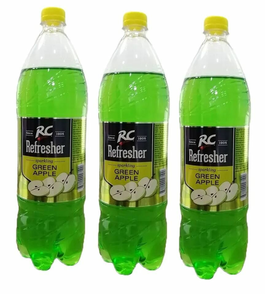 Газированный напиток RC Refrecher, Green Apple 3шт по 1л