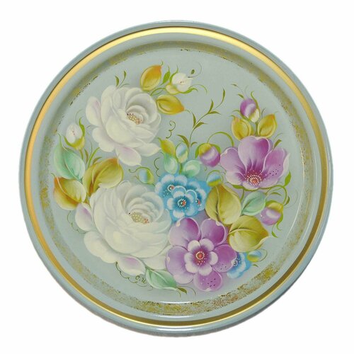 Жостовская фабрика декоративной росписи Жостовский поднос декоративный, размер 22 см (A5), металлический