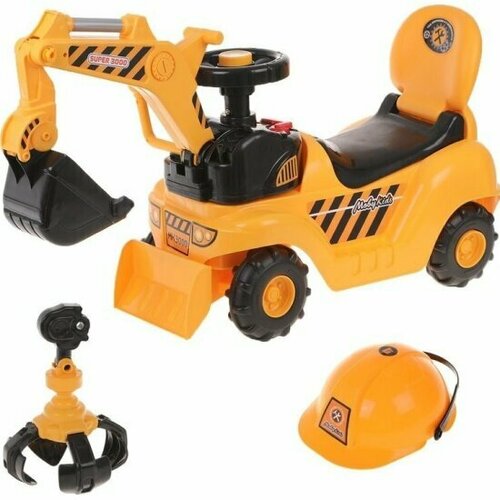 Каталка-пушкар Moby Kids Большая стройка с музыкой, 2 манипулятора, каска
