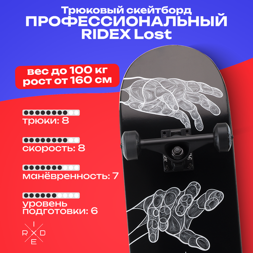 Детский скейтборд Ridex Lost 31.65, 31.65x8, черный