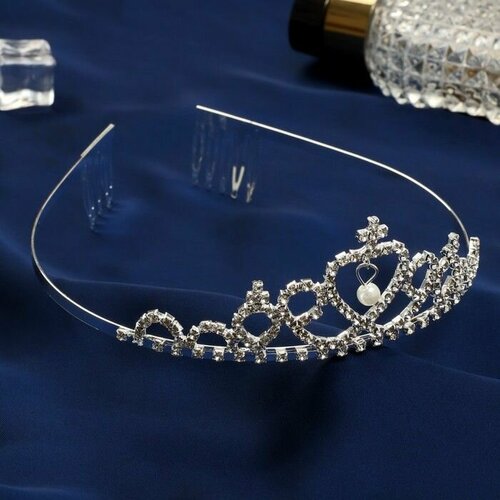 Диадема для волос Феерия сердце h-4 см серебро 826₽