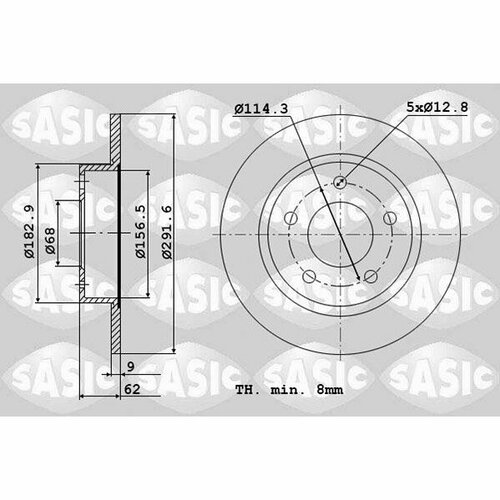 Тормозной диск, SASIC 6106065 (2 шт.)