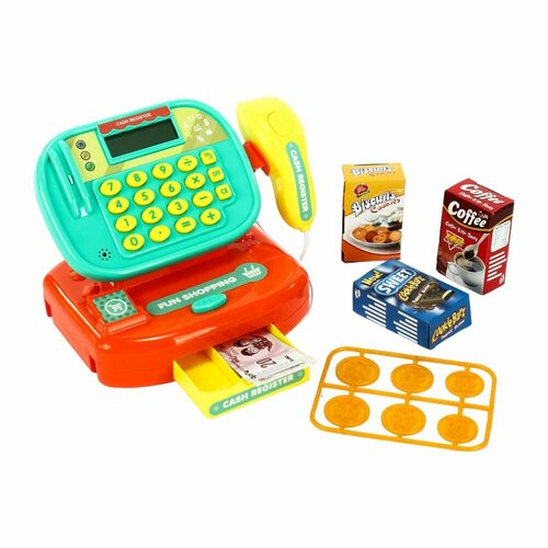 register Касса КНР Cash Register, красно-бирюзовая, 18 элементов, в коробке, LS820A36-8 (2383734)