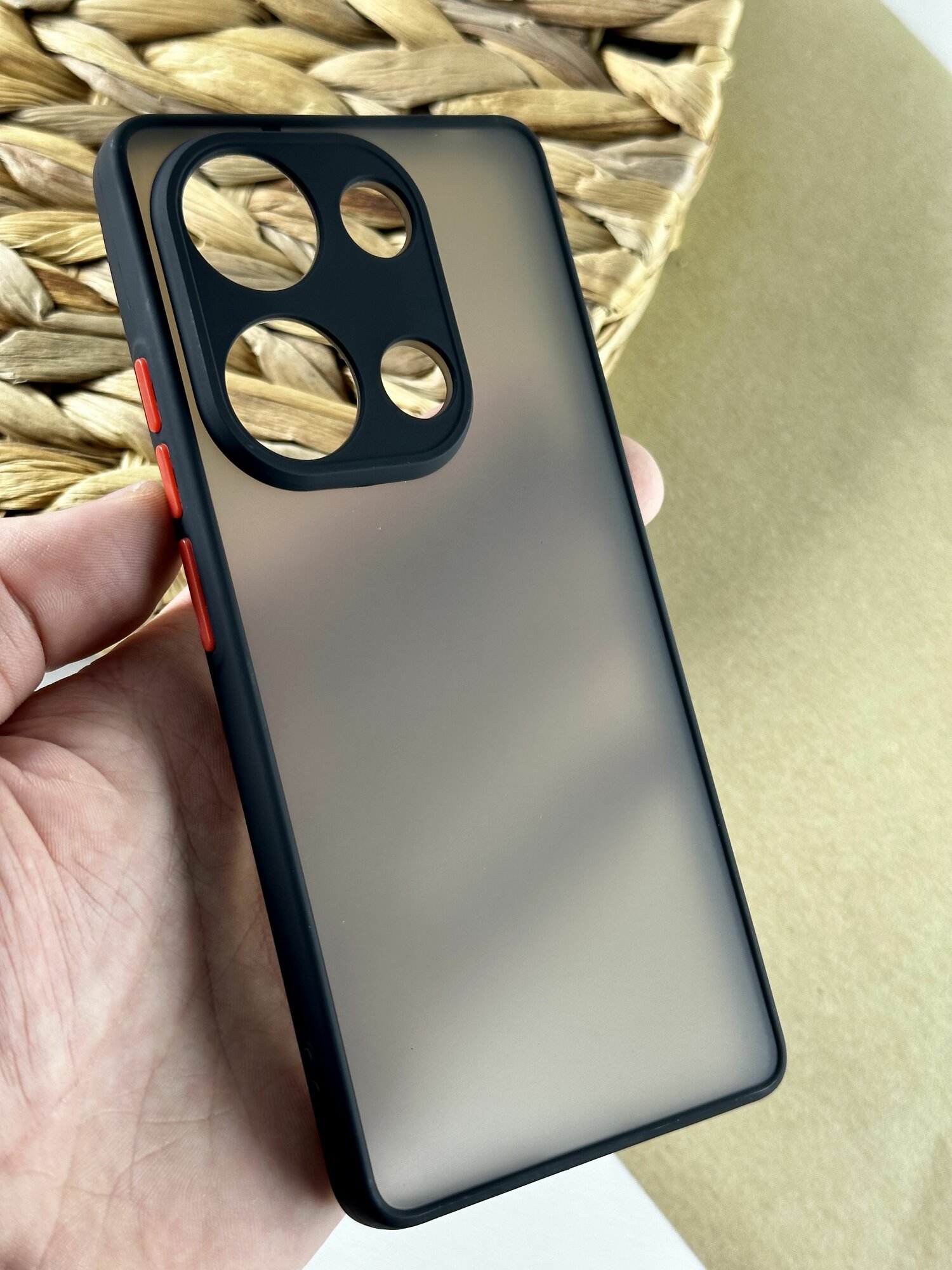 Чехол Xiaomi Redmi Note 13 4G /Чехол на Редми Нот 13 4g с защитой камеры, противоударный, матовый, черный — фото 1