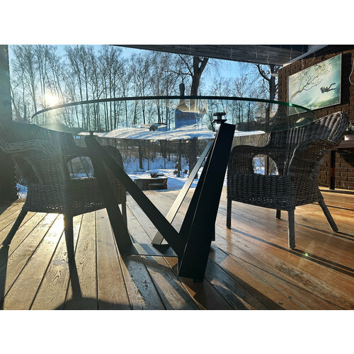 Стеклянный стол прозрачный круглый D150 см для улицы, офисный крнференц стол для переговоров