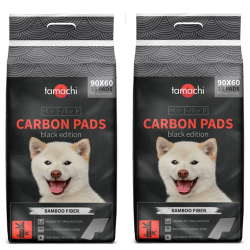Пеленки для животных Tamachi Carbon Pads черные с угольным волокном 90 х 60 см 15 шт 2 уп 4570₽