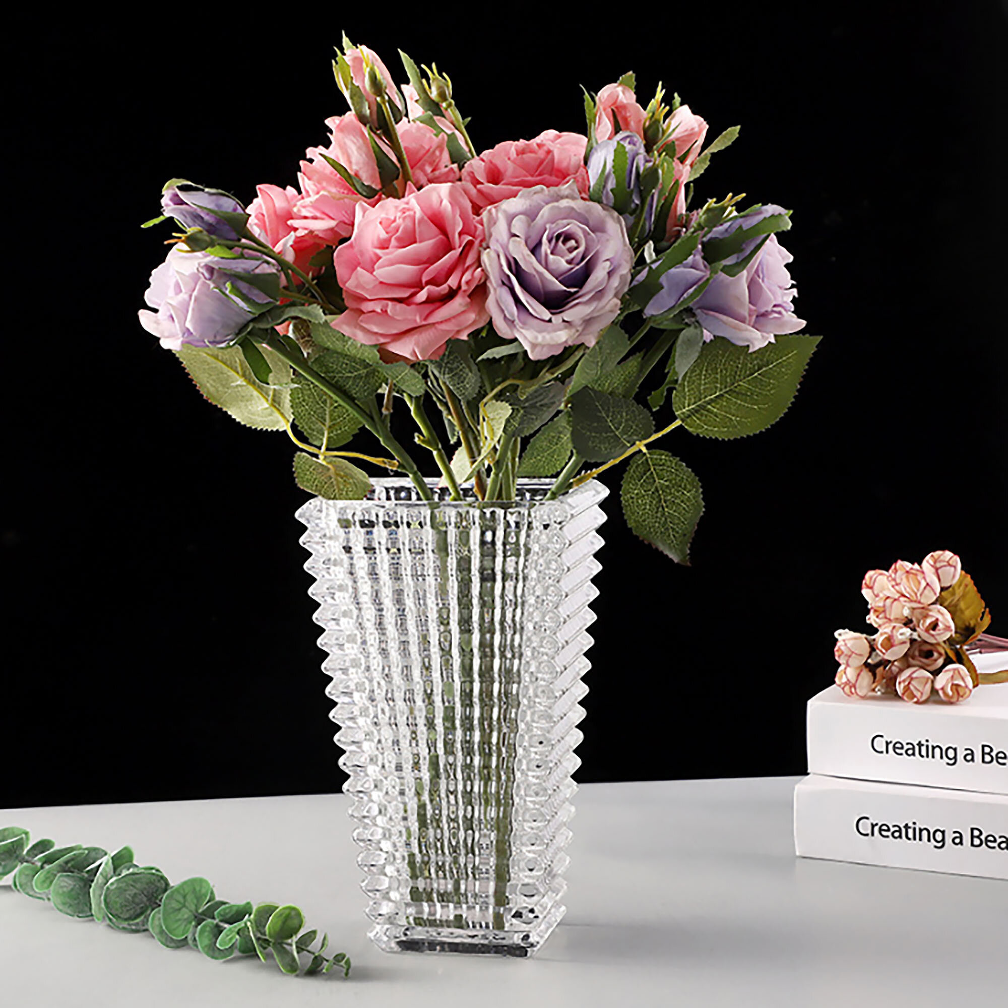 фото Хрустальная ваза для цветов, высота 23 см