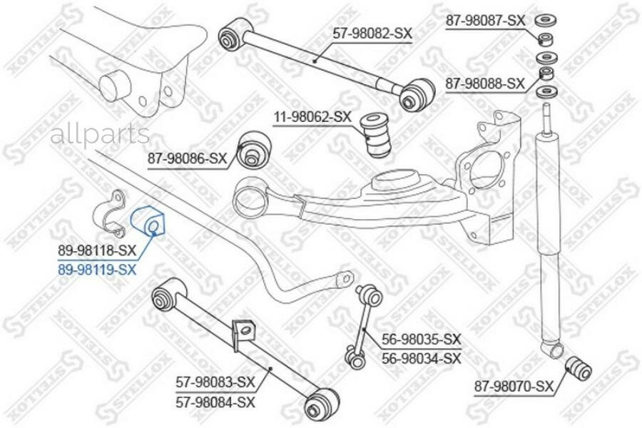 STELLOX 8998119SX втулка стабилизатора заднего центральная!\ Toyota RAV 4 ACA21/ACA23 00>