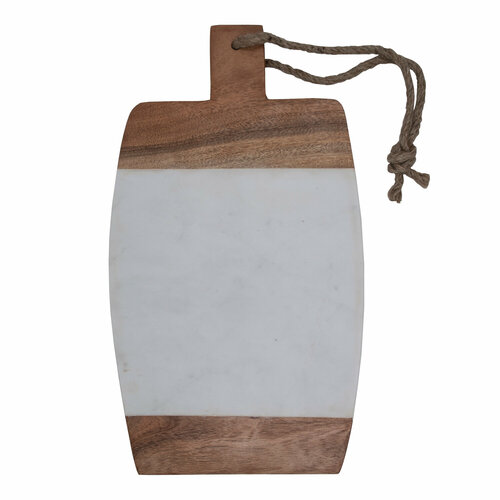 Доска разделочная сервировочная из белого мрамора и дерева акации прямоугольная Borghouse размером 41х23 см 1605₽