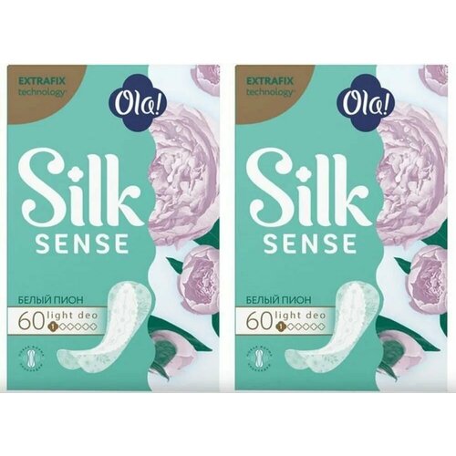 Ola! Прокладки ежедневные Silk Sense Light стринг-мультиформ, Белый пион, 60 шт, 2 упаковки