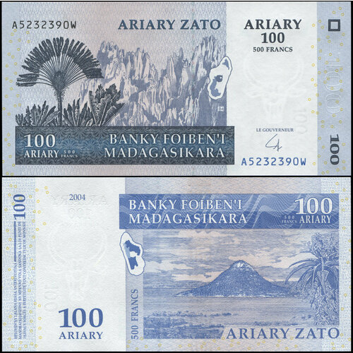 Мадагаскар 100 ариари. 2004 (2008) UNC. Банкнота Кат. P.86b мадагаскар 100 ариари 2004 unc pick 86