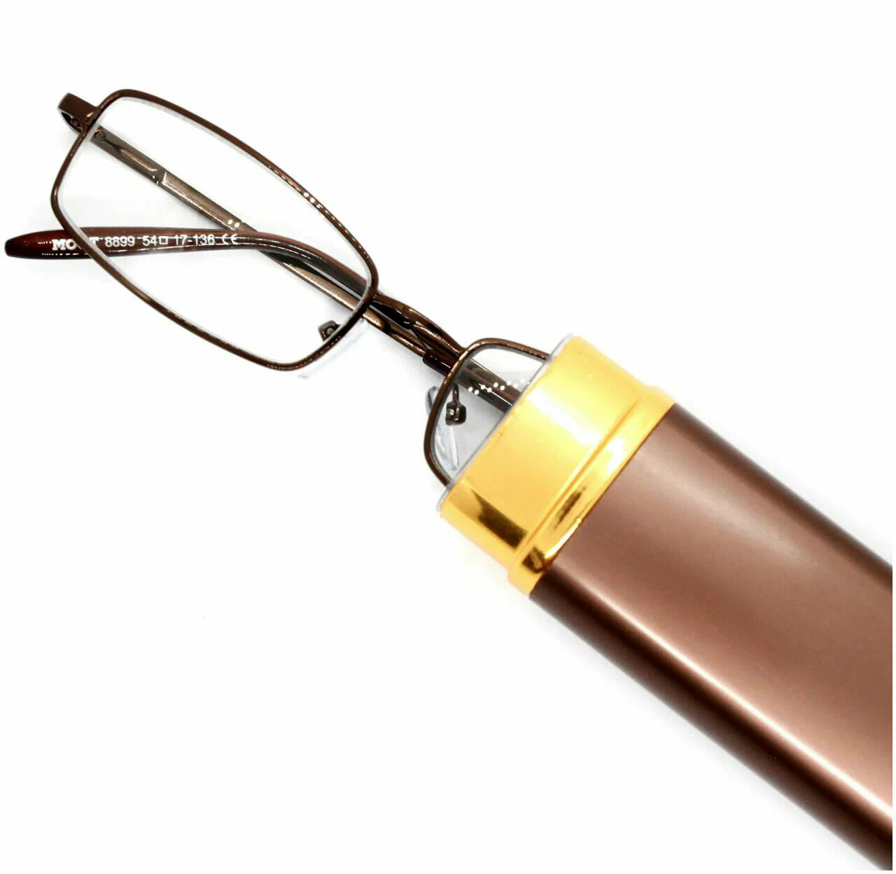Очки ручка для зрения-чтения в футляре, широкая, цвет коричневый +2.00