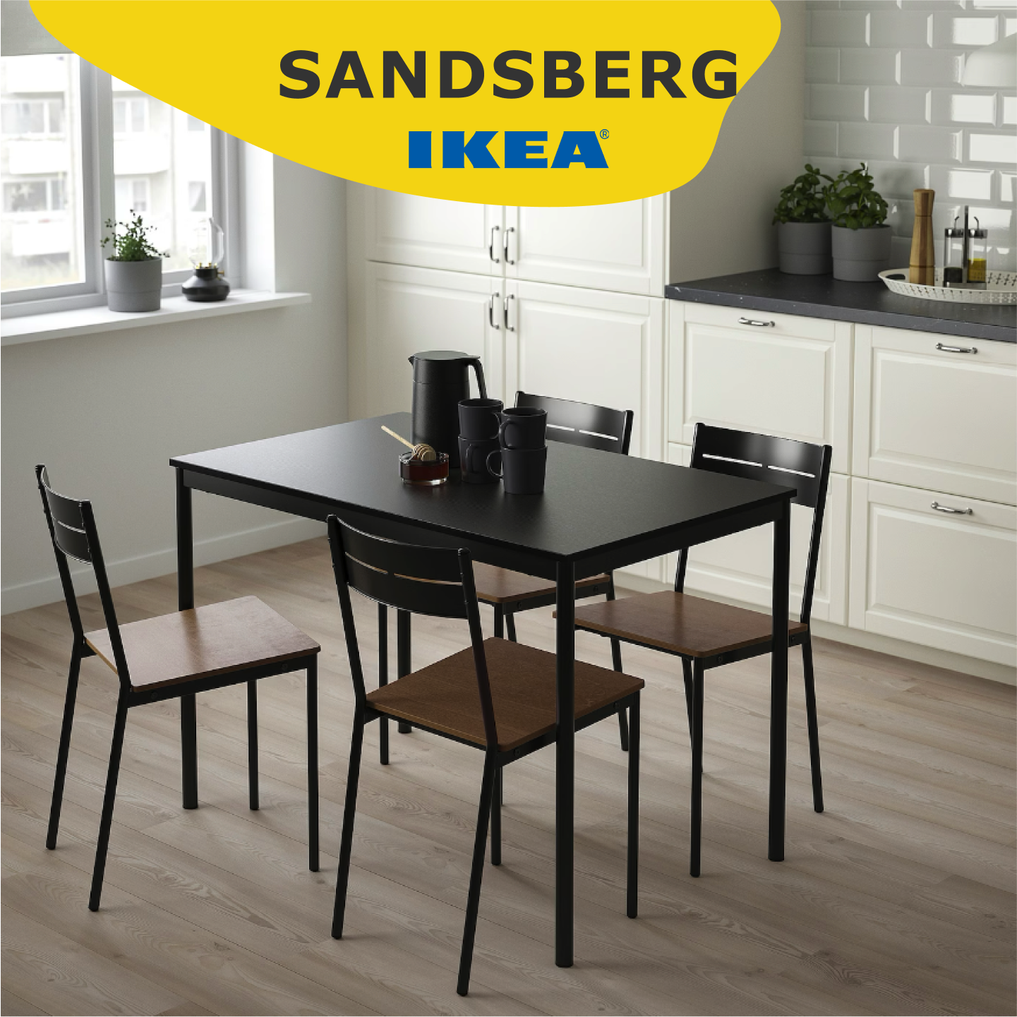 Стол, черный, 110x67 см IKEA SANDSBERG | Икеа Сандсберг