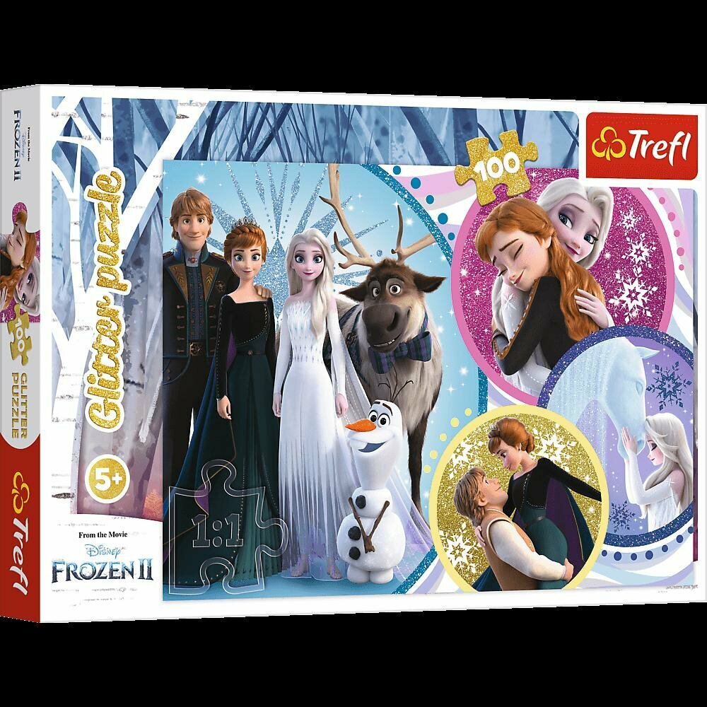 Trefl. Puzzle-100 Glitter В сиянии любви, Frozen (14817) - фото №6