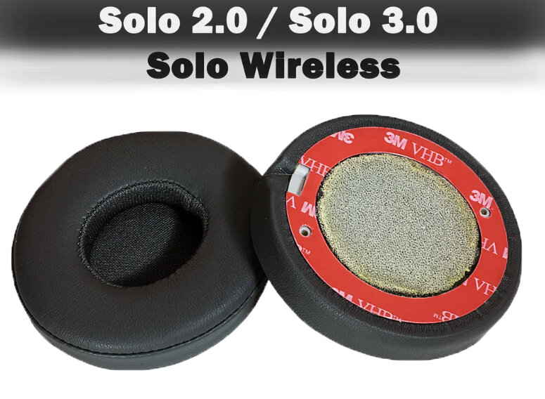 Амбушюры для наушников Beats Solo 2.0 Wireless / Solo 3.0 Wireless, совместимы с проводными Solo 2.0 / Solo 3.0 серые