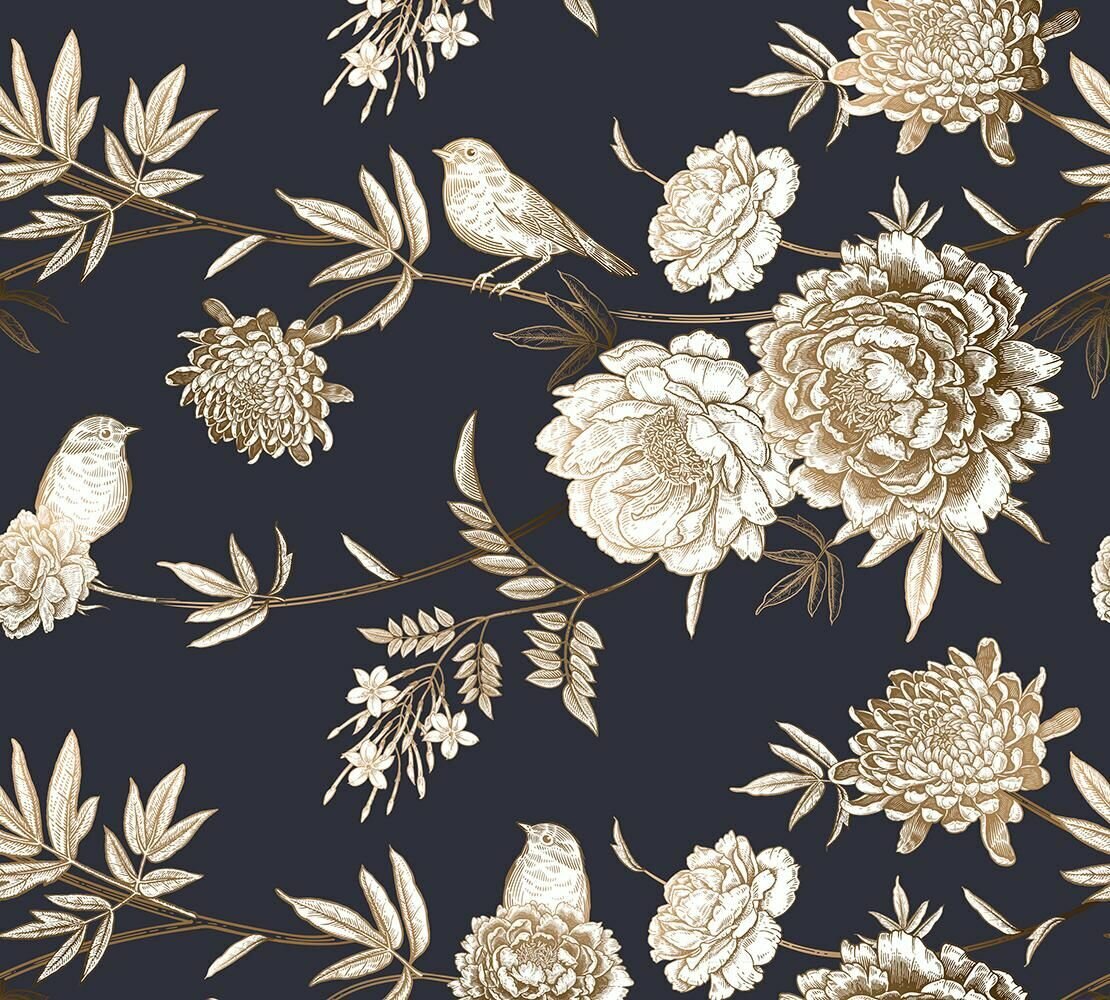 Фотообои Z-263 Золотые птицы на ветках (Повторяющиеся) 300х270 DIVINO