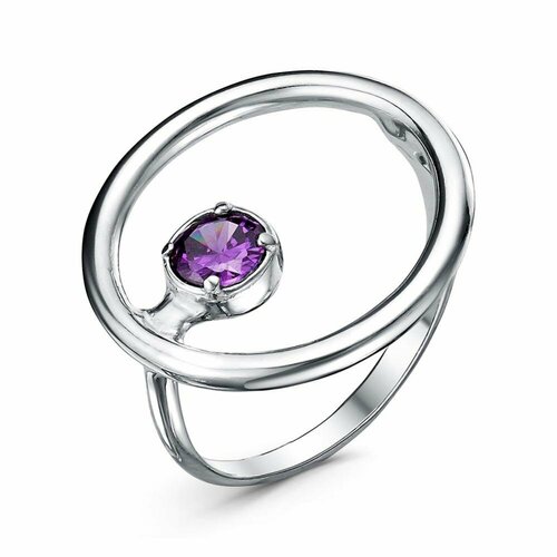 Кольцо Красная Пресня, размер 18, ширина 21 мм, фиолетовый кольцо sokolov серебро 925 проба родирование фианит размер 21 5 розовый фиолетовый
