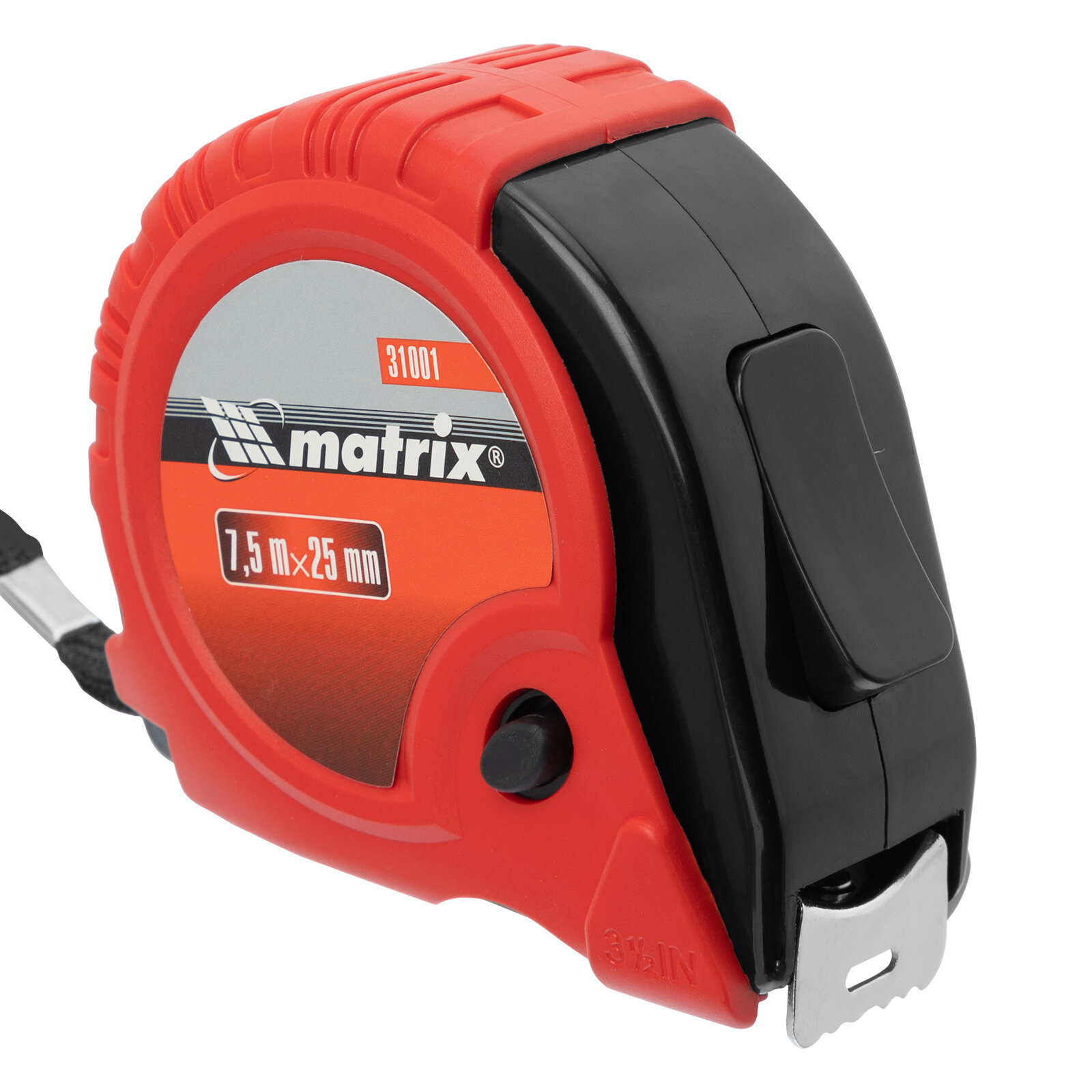 Рулетка Matrix Rubber 7, 5 м х 25 мм, обрезиненный корпус 31001