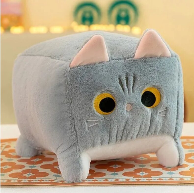 Мягкая игрушка Котокуб - Квадратный кот-батон подушка 20см