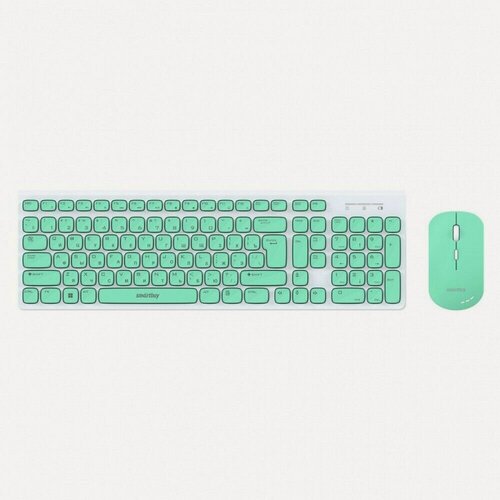 Изображение товара Комплект беспроводной Smartbuy ONE SBC-250288AG-WG, мышь+клавиатура, мультимедиа, бело-зелёный