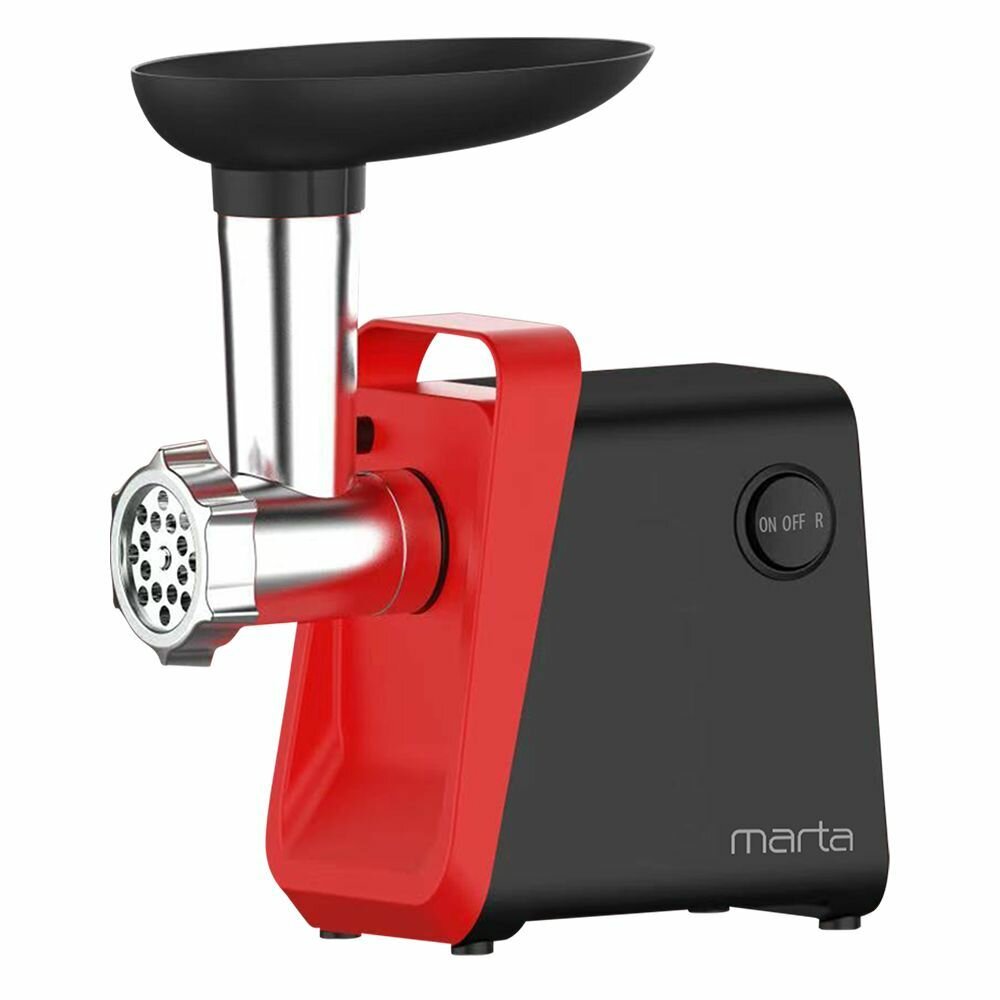 Мясорубка электрическая MARTA MT-MG2028A с насадками для колбас, печенья 3500Вт, черный/красный