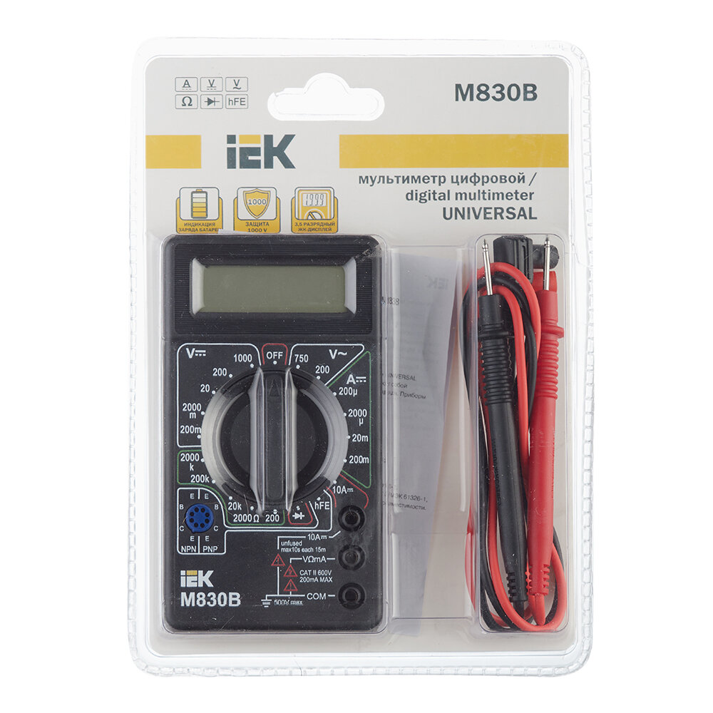 TMD-2B-830 Мультиметр цифровой Universal M830B IEK - фото №6