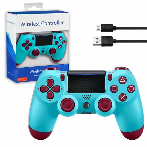 геймпад джойстик беспроводной x3 bluetooth Беспроводной джойстик для PS4-ПК-Android-iPhone (Bluetooth Геймпад) бирюзовый с кабелем в комплекте