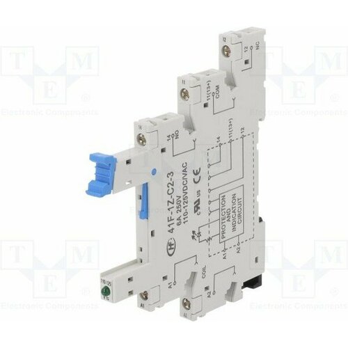 колодка prompower ppyf 14 sl для реле серии pmy4 пружинные клеммы 41F-1Z-C2-3, Панелька, PIN: 5, 6А, 250ВAC, Монтаж: DIN, Выводы: винтовые клеммы