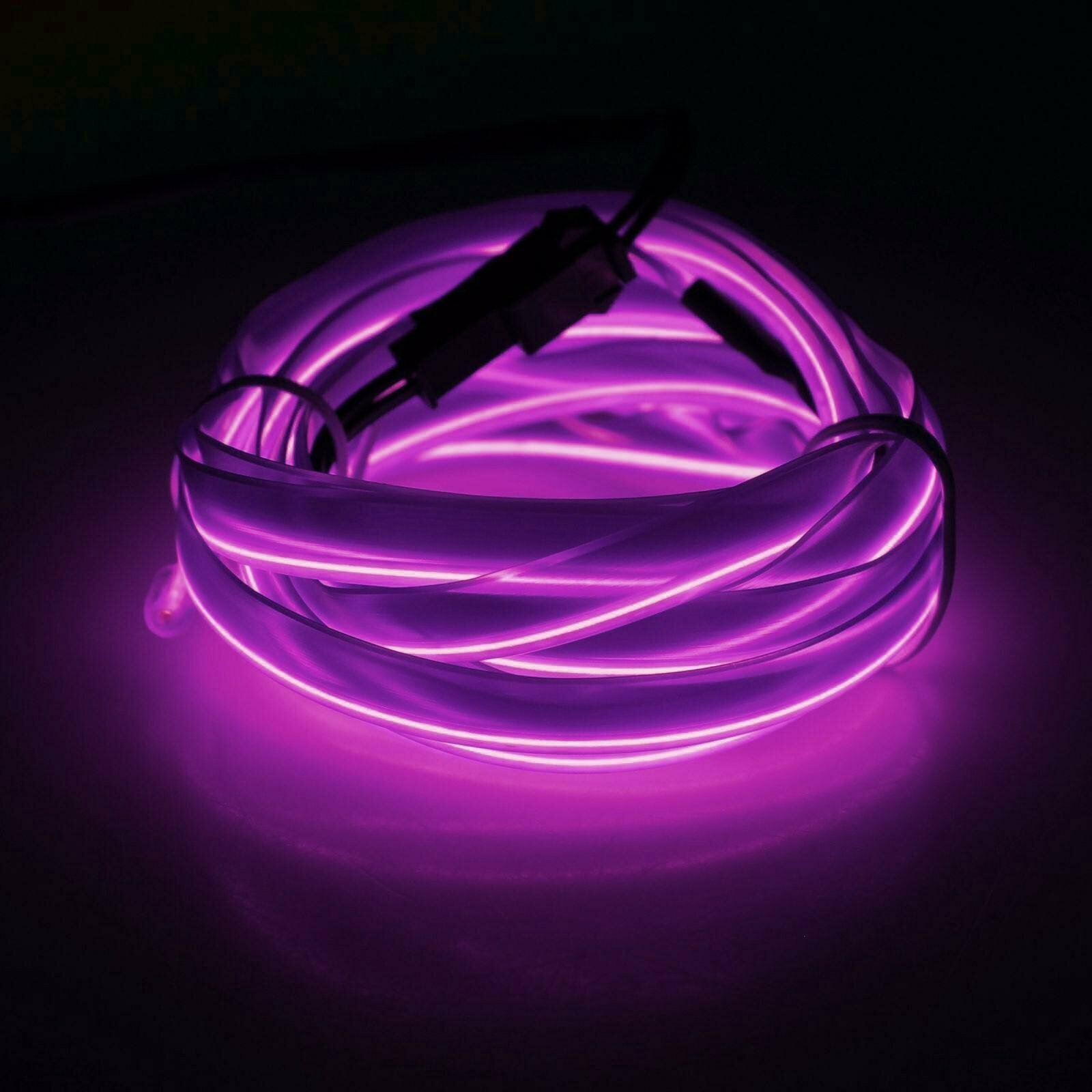 Неоновая нить для подсветки салона плоская 12 В 5 м с адаптером питания фиолетовый